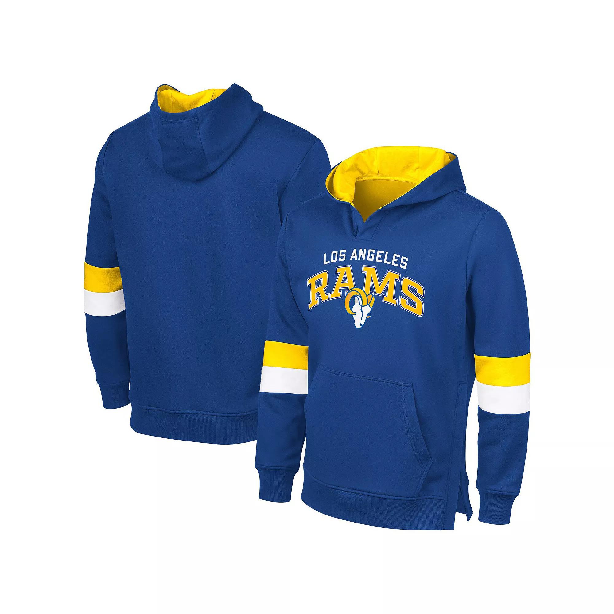 Men's G-III Sports by Carl Banks Royal/Gold Los Angeles Rams Adaptive Faceoff Pullover Hoodie, Size: Large, Blue Product Image
