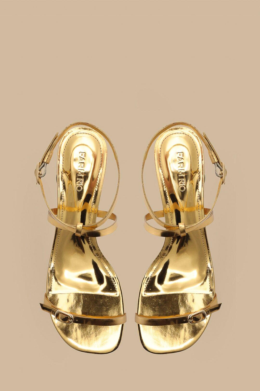 Gold Monstera Heeled Scallop Sandal Product Image