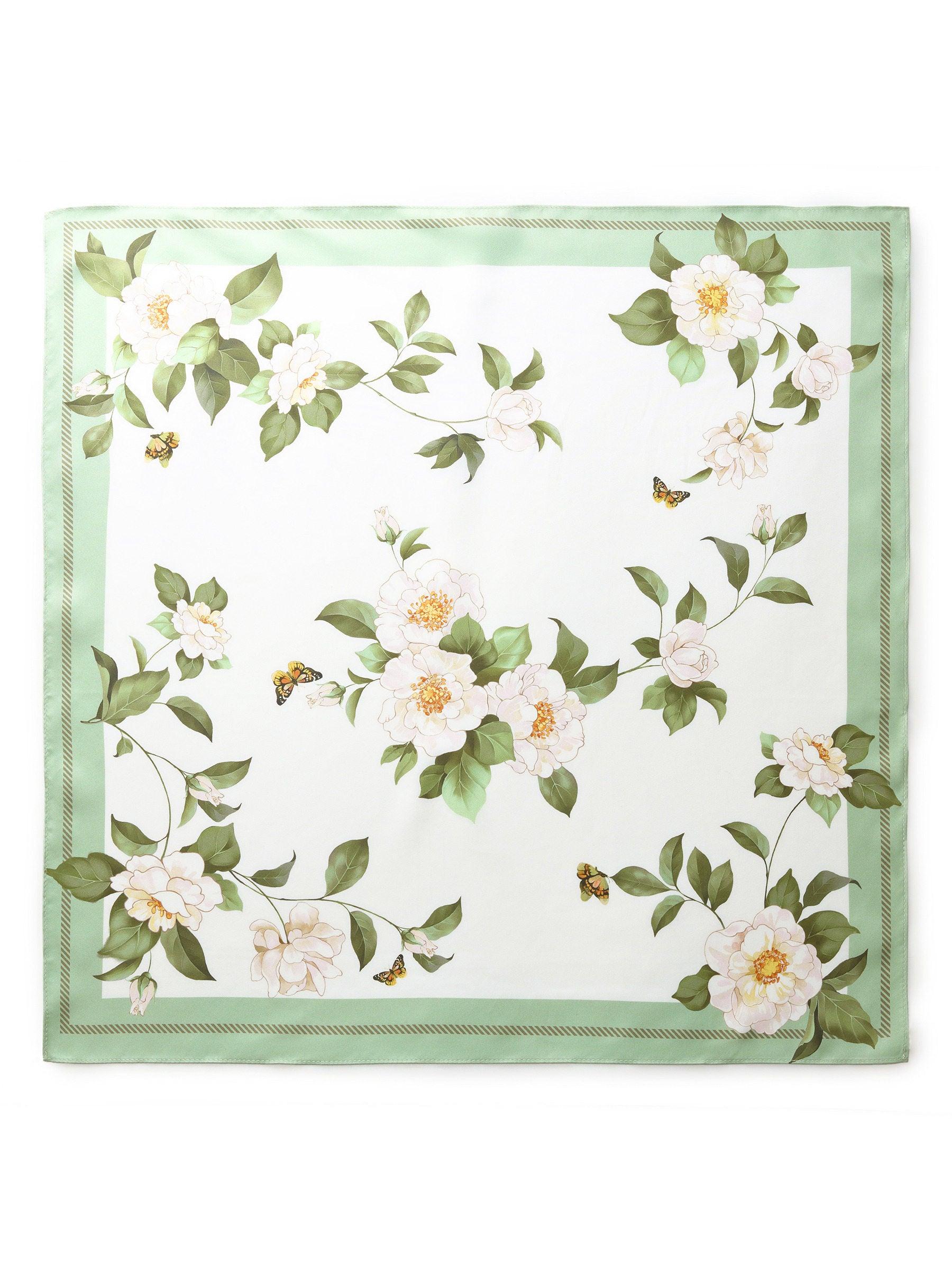 100% Mulberry Silk Rose Print Women Scarf Product Image