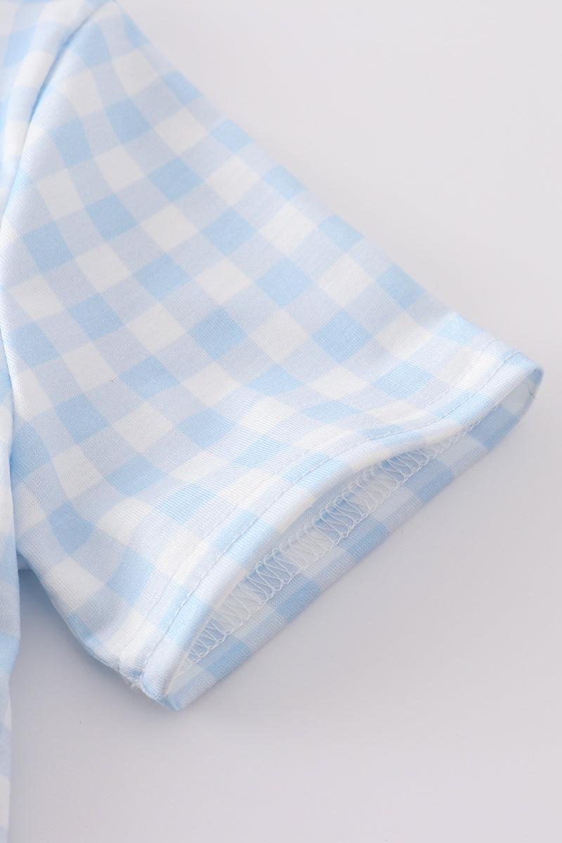 Blue farm embroidery gingham set Product Image