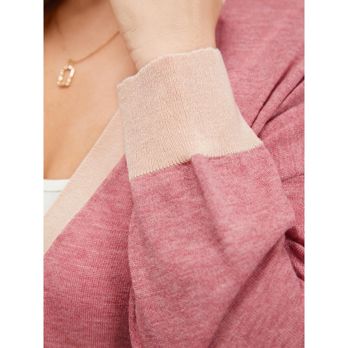 Plus Size Supersoft Essentials Two Tone Pocket Tunic Cardigan Russet Women Casual Loose Long Sleeve Dailywear Cardigans BloomChic 10/M Product Image