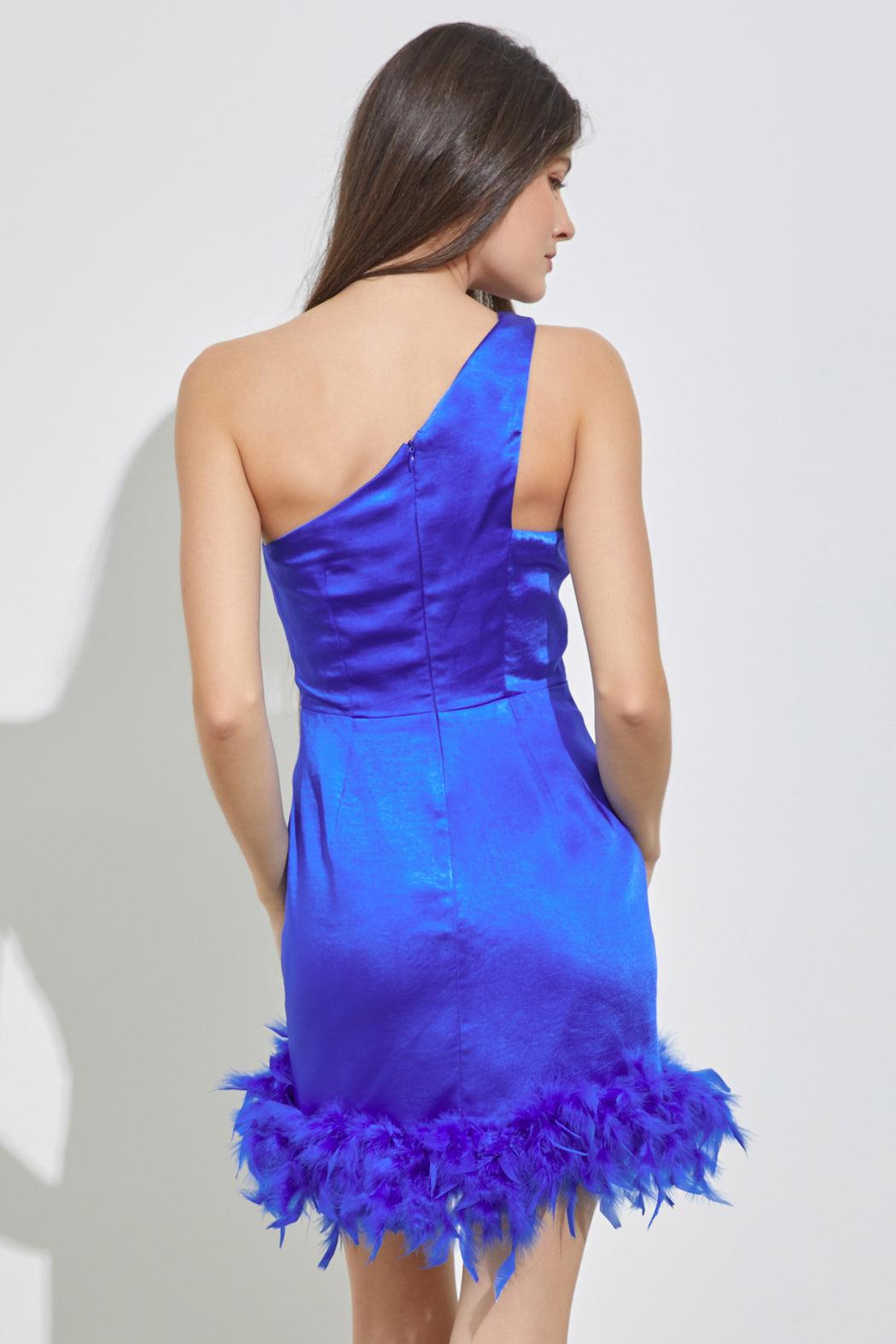 One-Shoulder Satin Dress Product Image