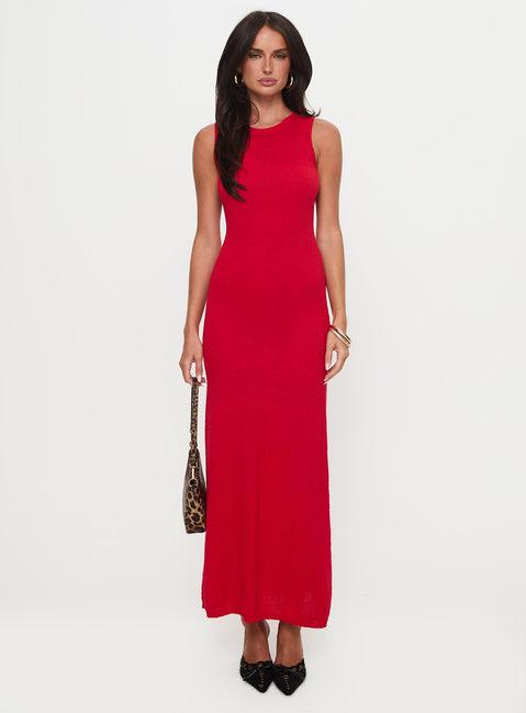 Maebie Knit Maxi Dress Red Product Image