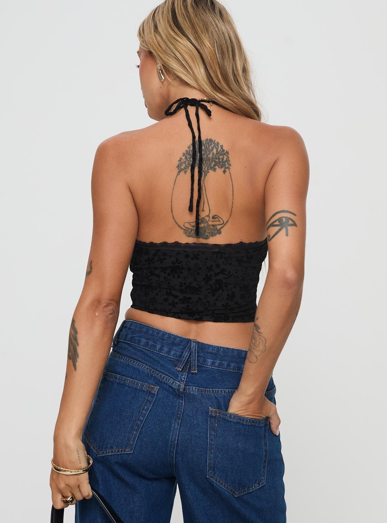 Burnout Velour Top Black Product Image