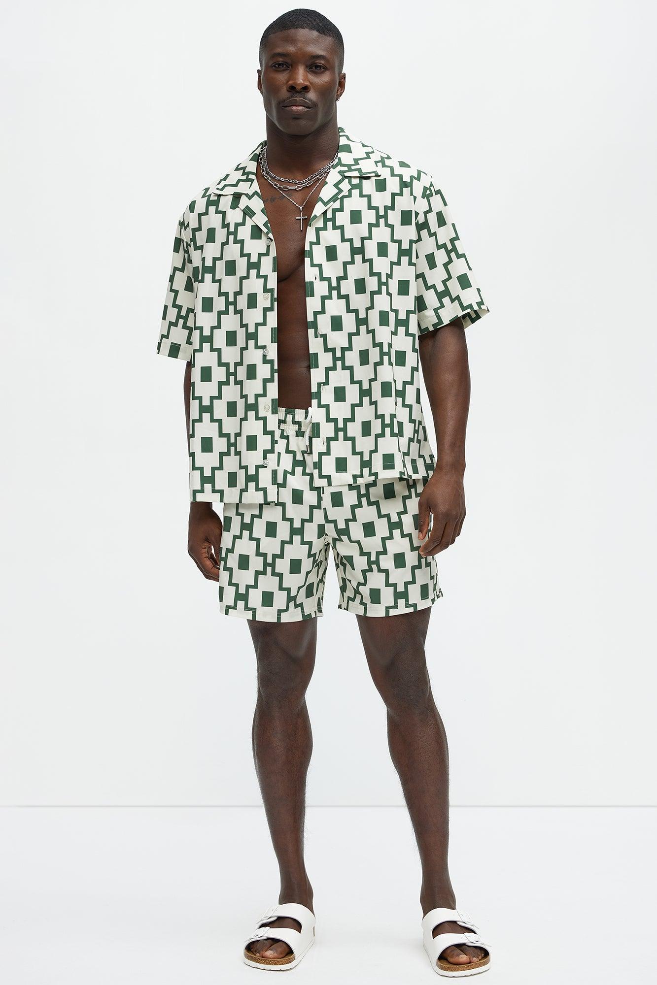 Mosaic Printed Cuban Shirt - Cream/combo Product Image