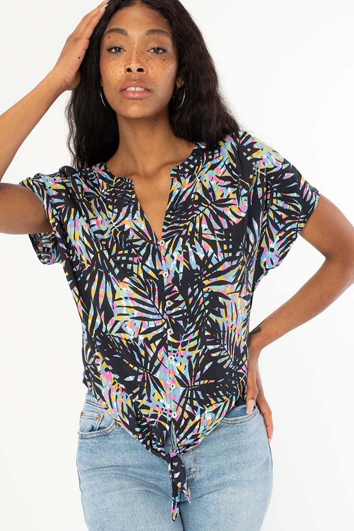 Dolman Sleeve Tie Front Top Product Image