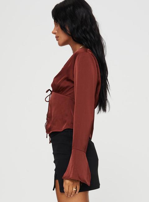 Hunton Long Sleeve Top Brown Product Image