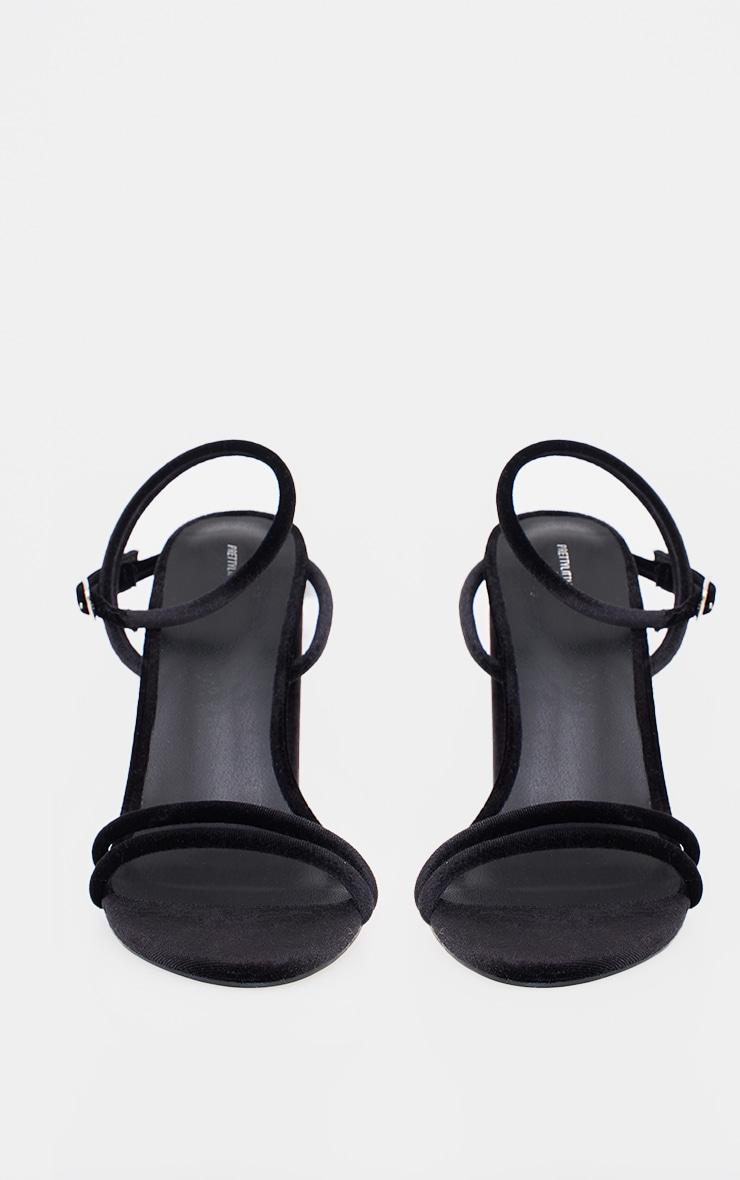 Black Velvet Wide Fit Round Toe Barely There Block High Heeled Sandals Product Image
