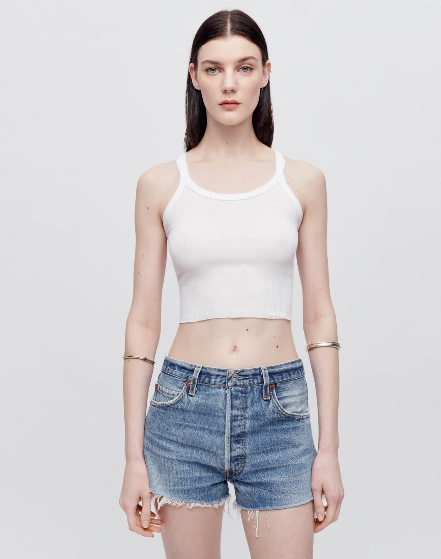 Hanes Cropped Ribbed Tank - Optic White Female Product Image