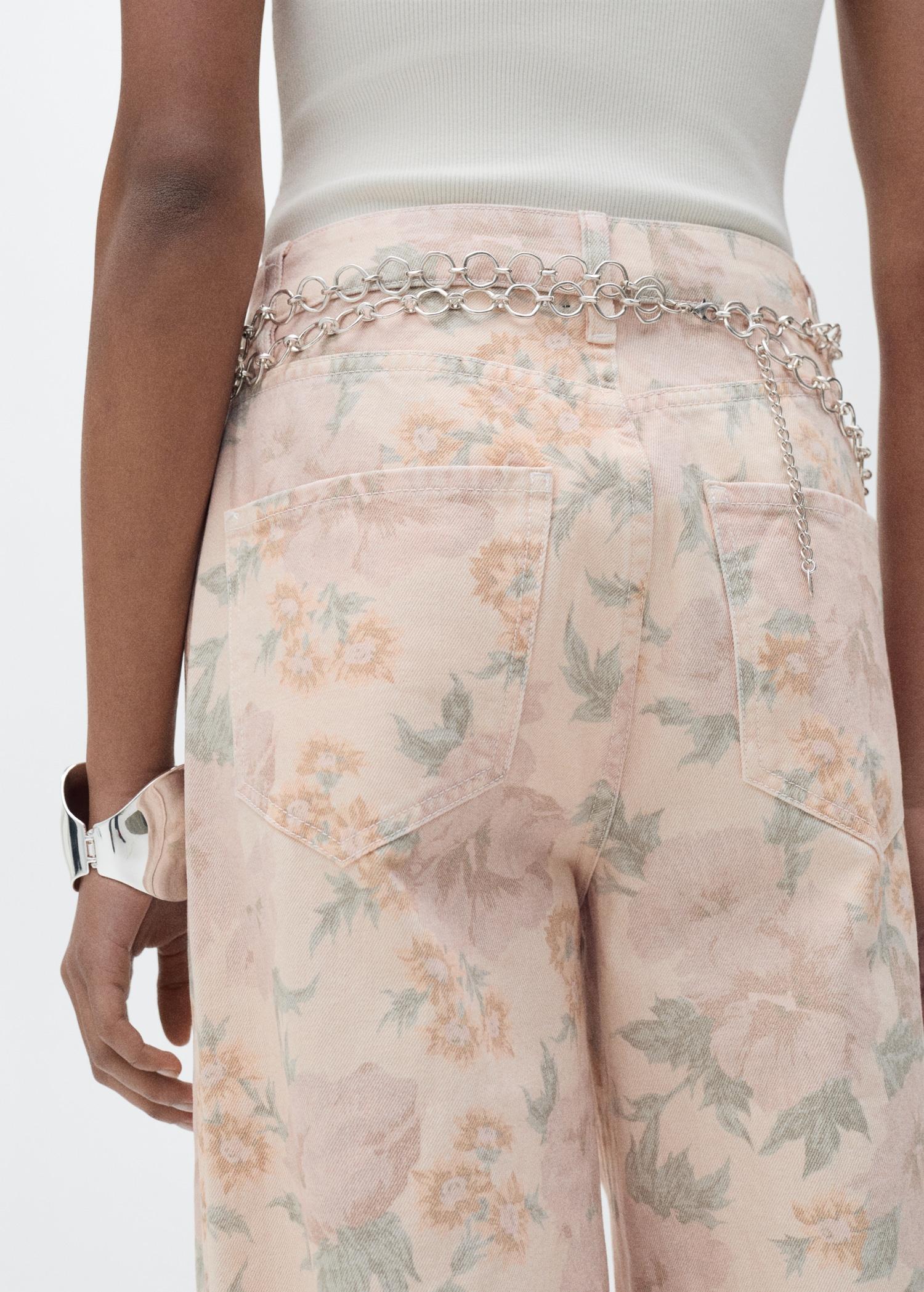 Floral-print wide leg jeans - Women | MANGO USA Product Image