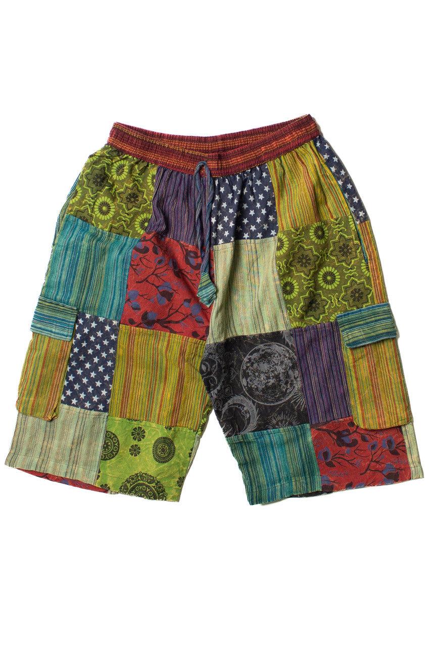 Multi Print Patchwork Cargo Shorts Product Image