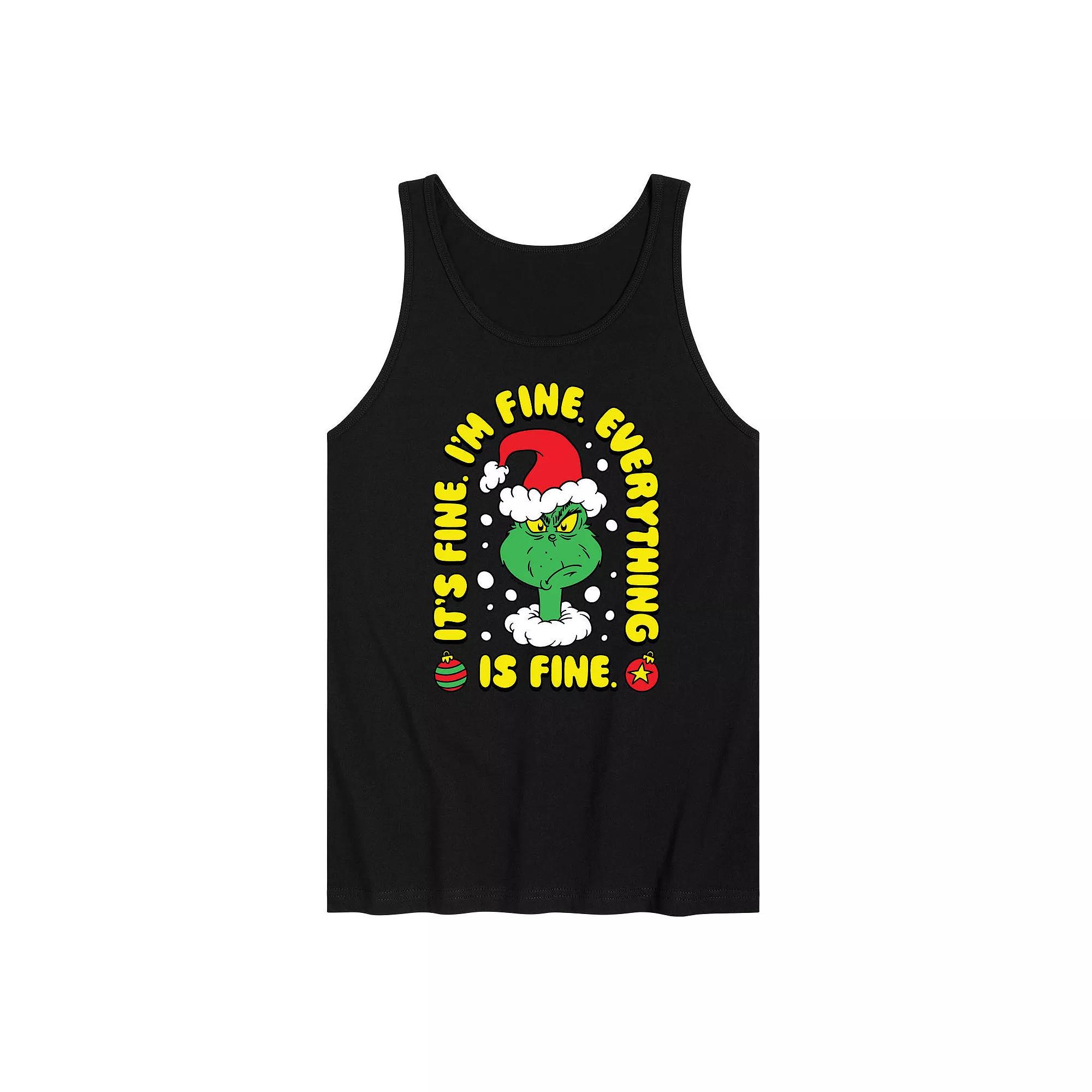 Men's Dr. Seuss The Grinch Everything Is Fine Graphic Tank Top,  Product Image