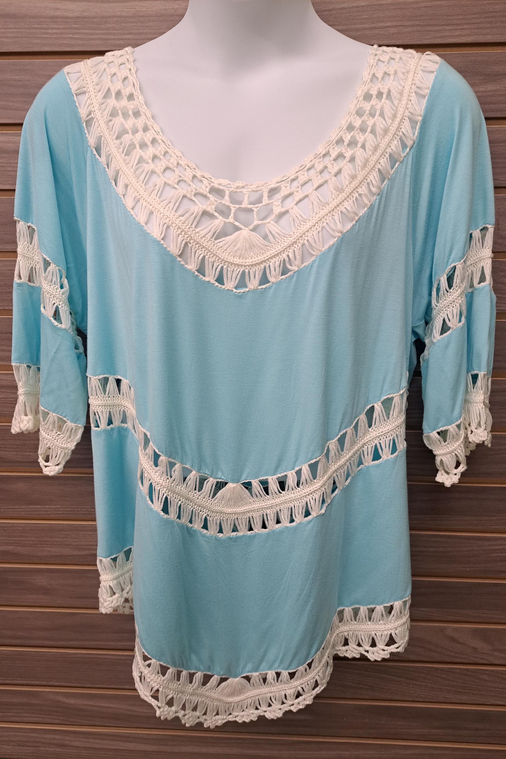Blue with Crochet Design Plus Top Product Image