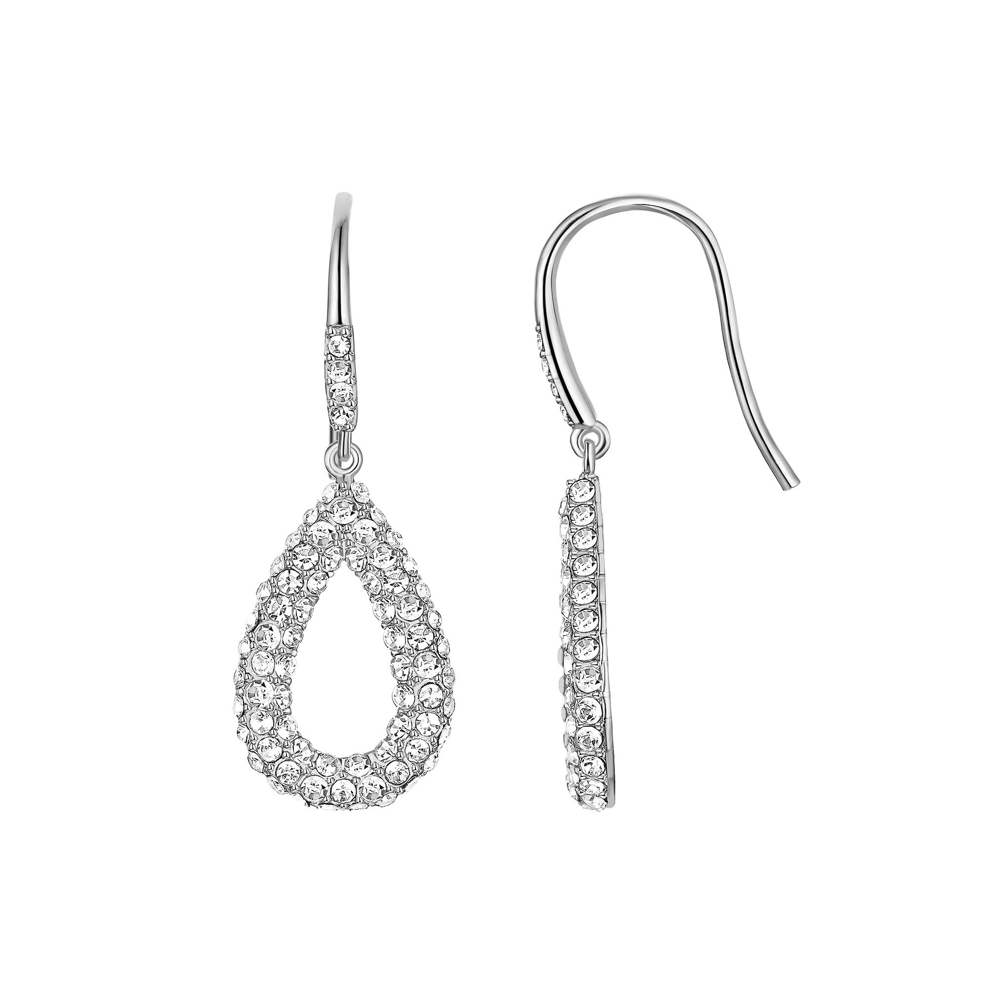 Chrystina Crystal Teardrop Dangle Earrings, Women's, Silver Tone Product Image