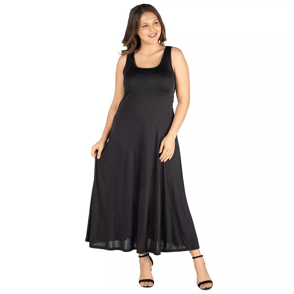Plus Size 24seven Comfort Apparel Simple A-Line Tank Top Maxi Dress, Women's, Size: 1XL, Lapis Product Image