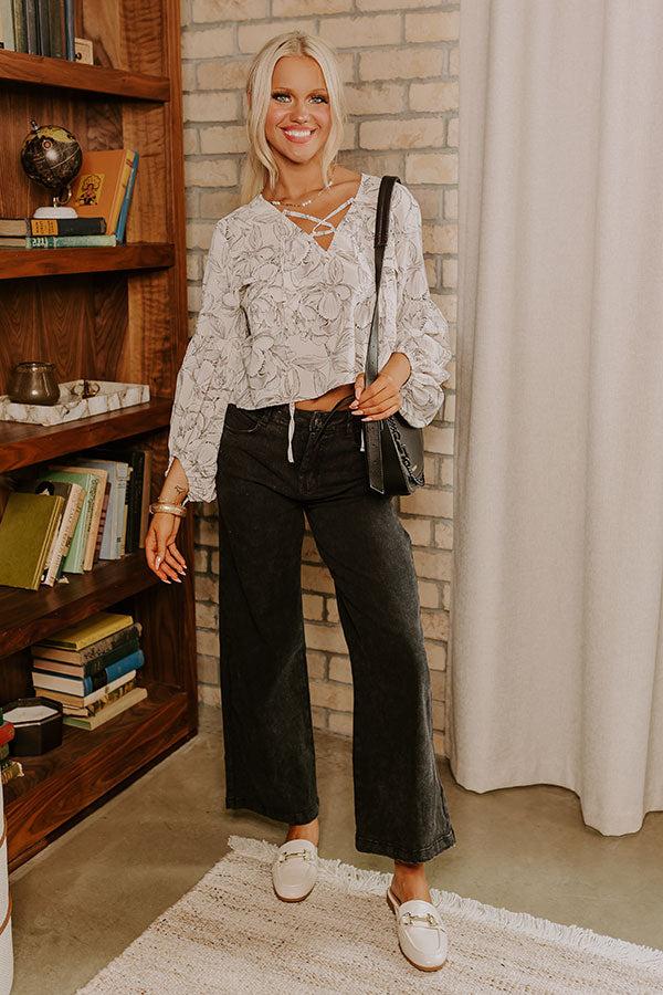 Courtyard Dreaming Floral Top in Grey Product Image