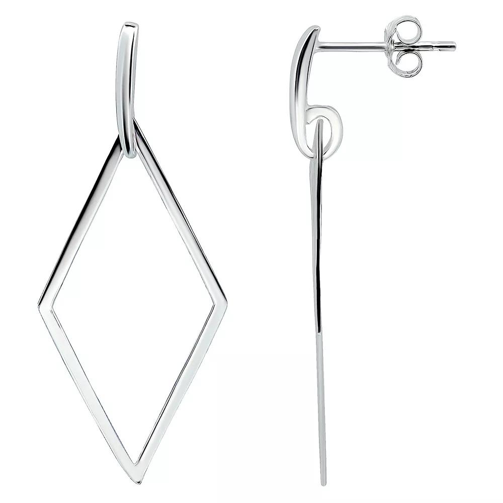 Aleure Precioso Sterling Silver Open Diamond Shaped Drop Earrings, Women's, Gold Tone Product Image