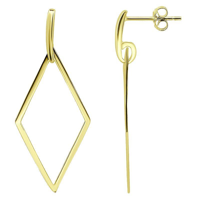 Aleure Precioso Sterling Silver Open Diamond Shaped Drop Earrings, Women's, Gold Tone Product Image