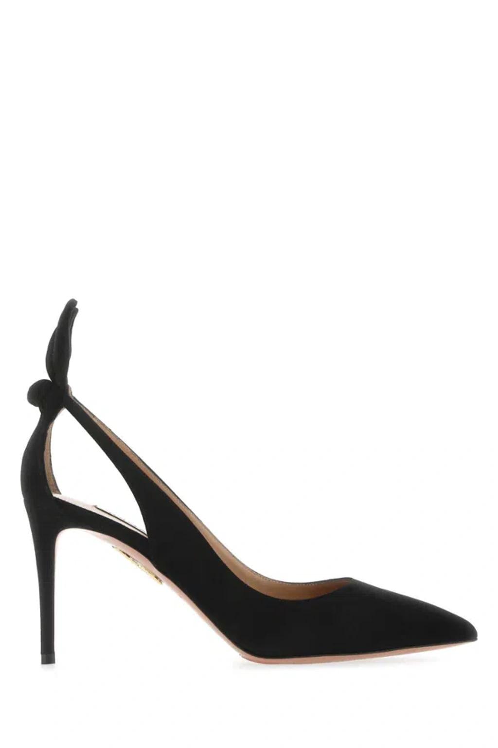 AQUAZZURA Bow Tie 85 Suede Pumps In Black Product Image