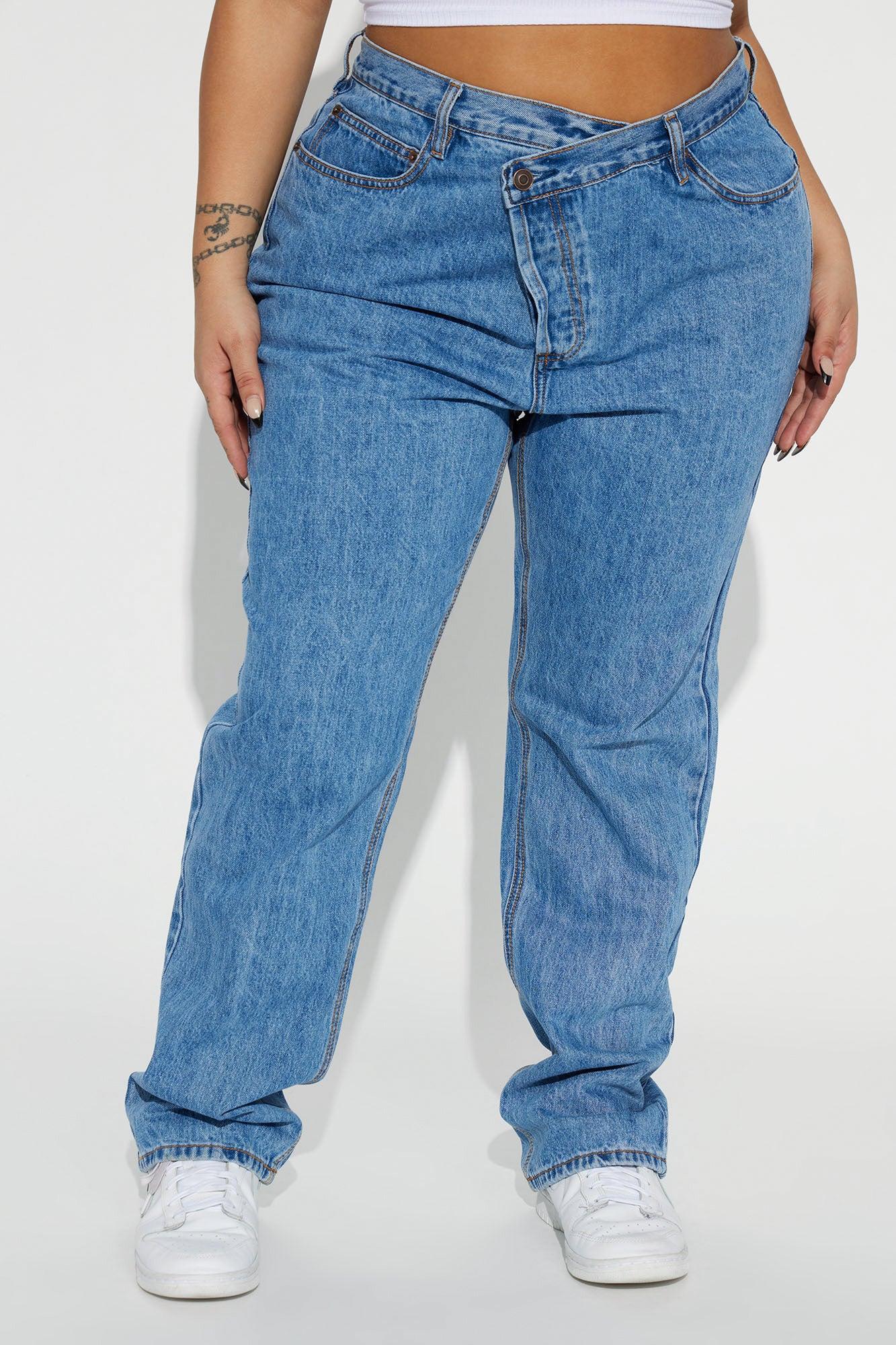 Crossover Straight Leg Jeans - Medium Wash Product Image