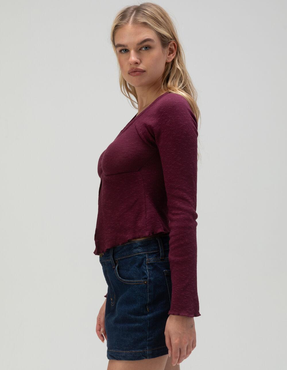 RSQ Womens Long Sleeve Flyaway Top - BURGUNDY Product Image