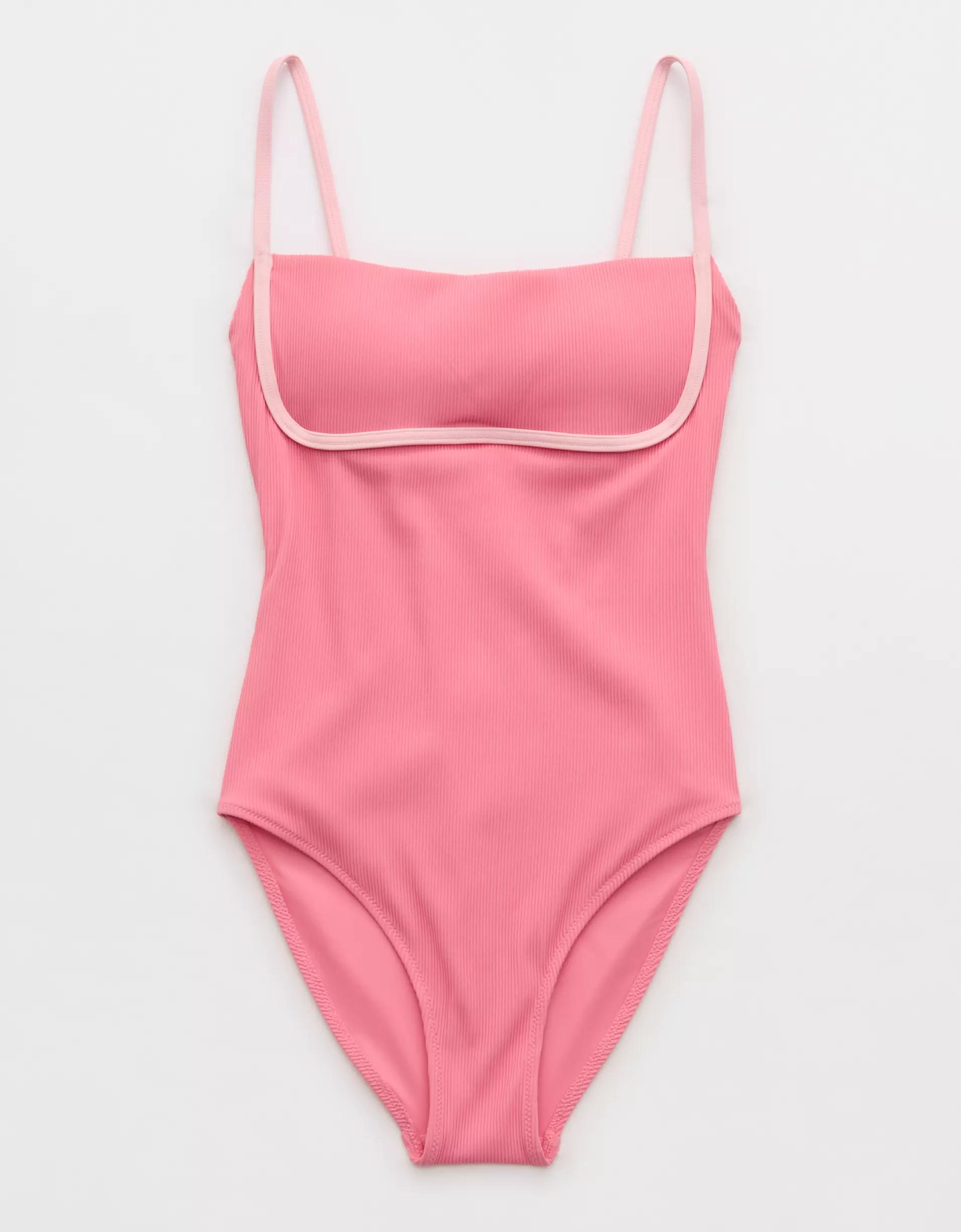 Aerie Binding Full Coverage Ribbed One Piece Swimsuit Women's Product Image
