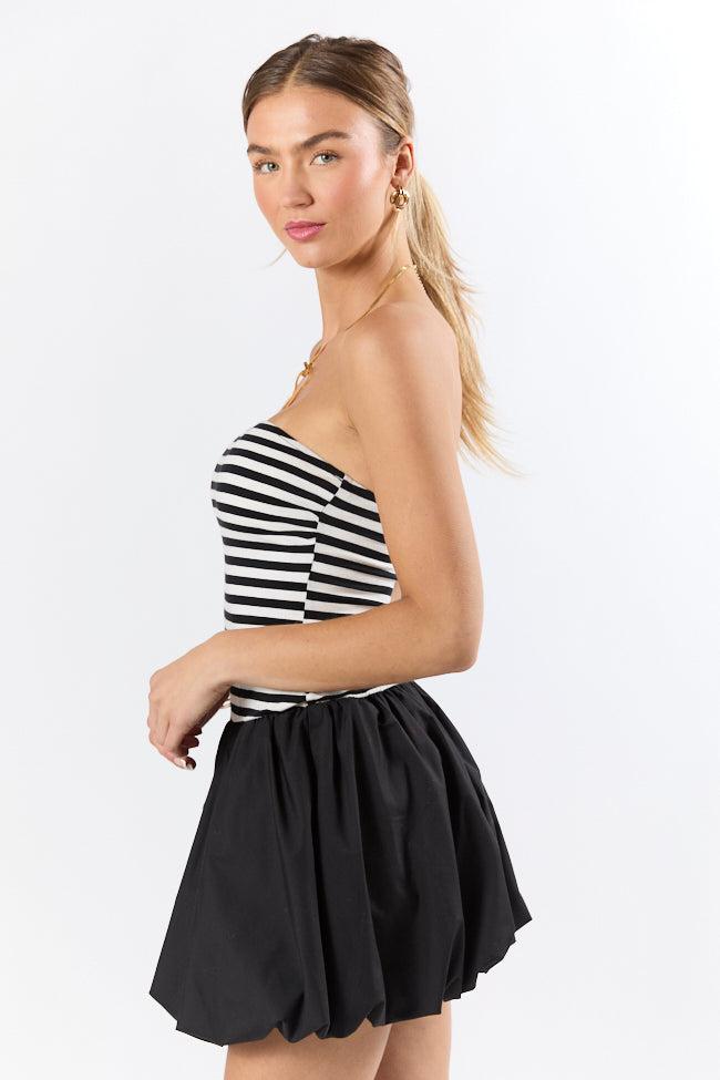Moments Like This Black and White Striped Bubble Hem Dress FINAL SALE Product Image