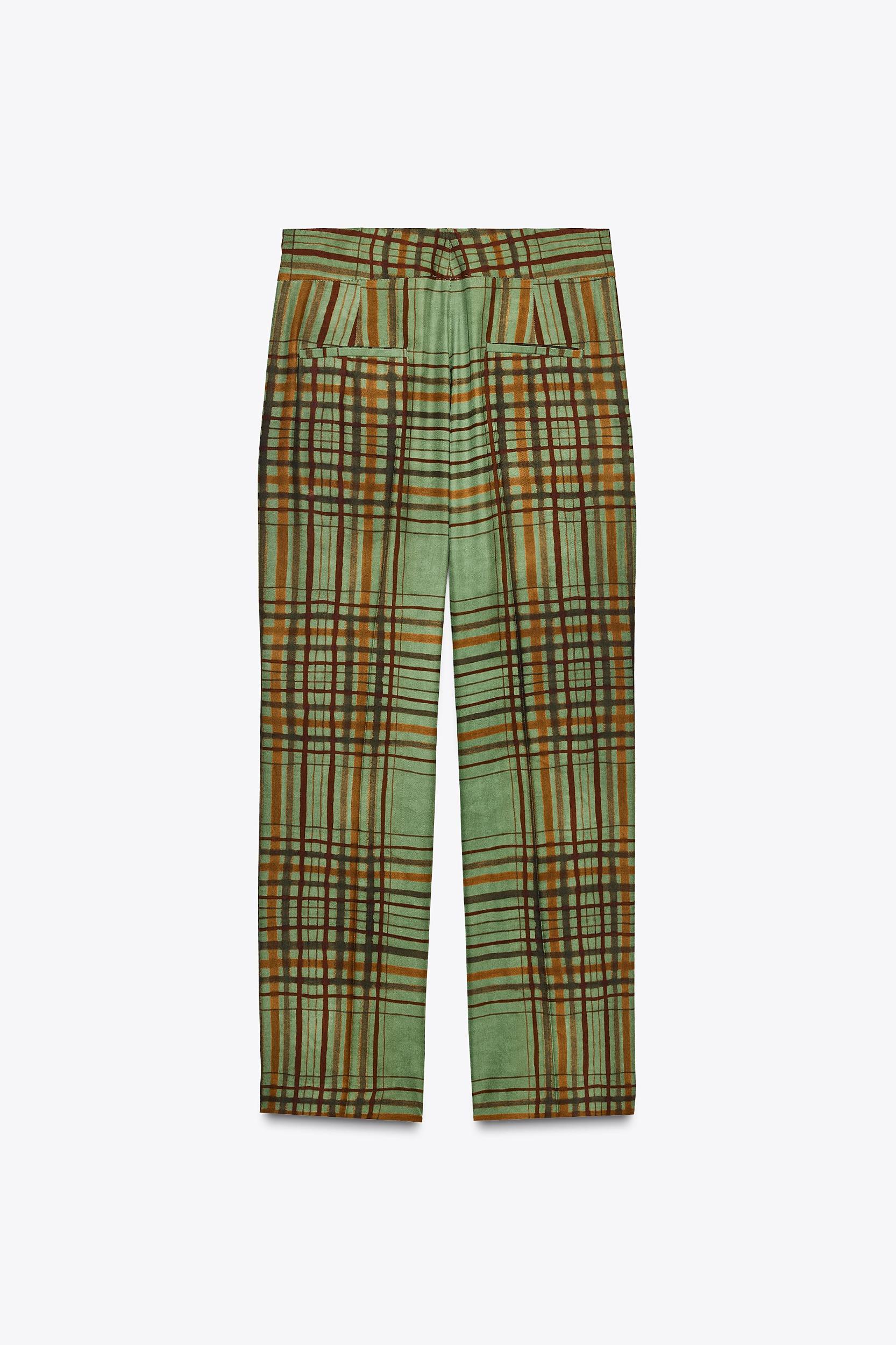 ZW COLLECTION CROP FLARE PLAID PANTS Product Image
