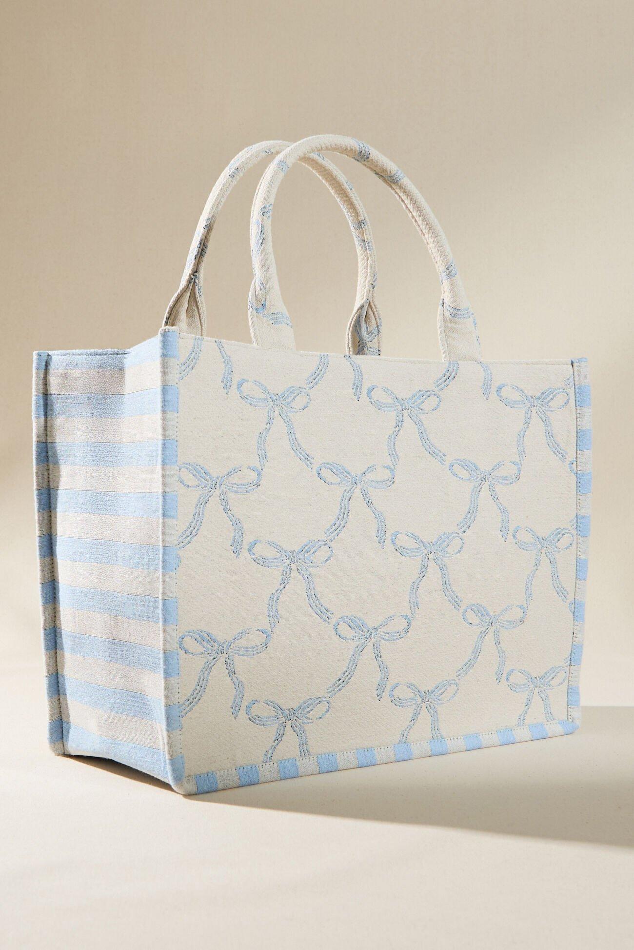 Bow Striped Tote Bag Product Image