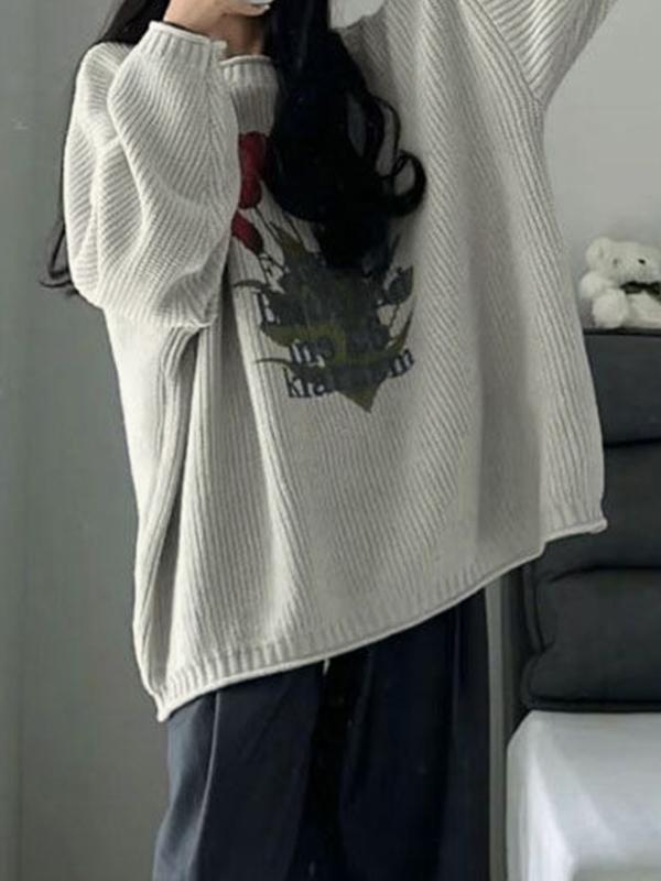 Tulip Jacquard Loose Sweater Product Image