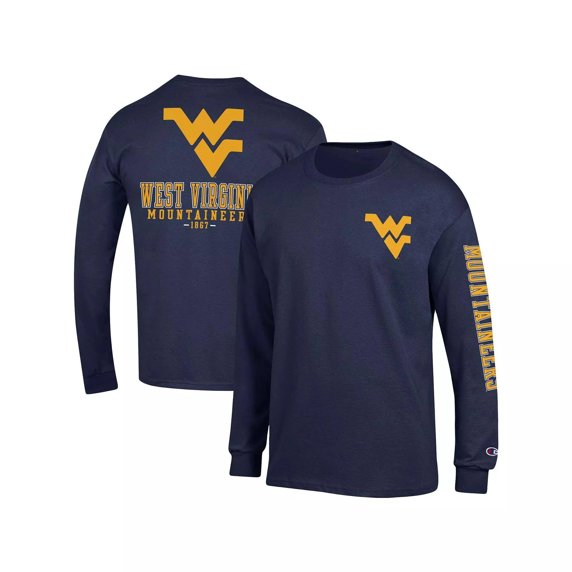 Men's Champion Navy Michigan Wolverines Team Stack Long Sleeve T-Shirt,  Product Image