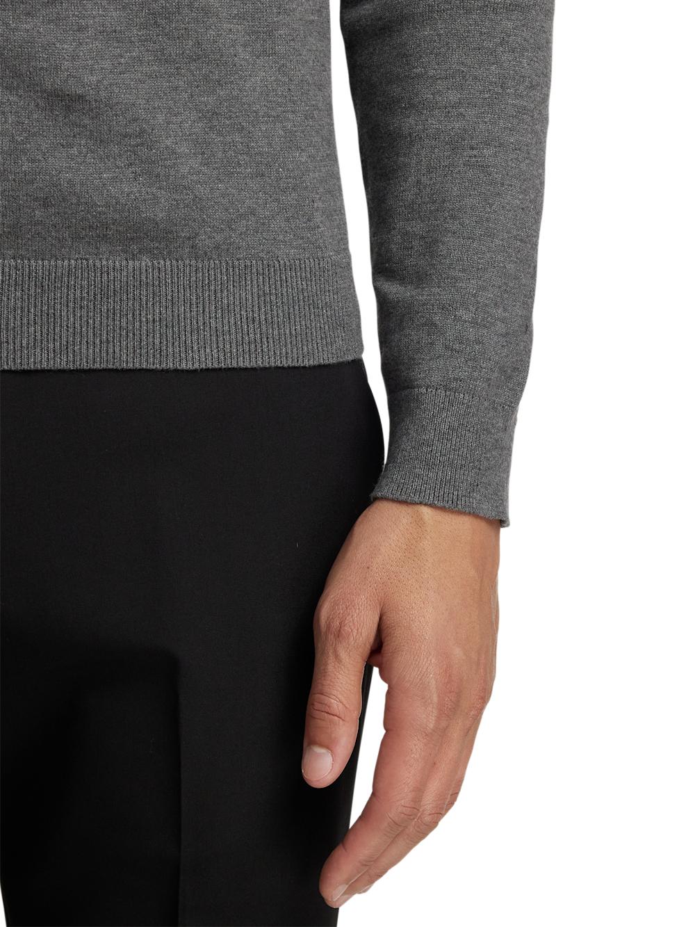 Supima Cotton Quarter Zip Mock Neck Sweater - Medium Grey Product Image