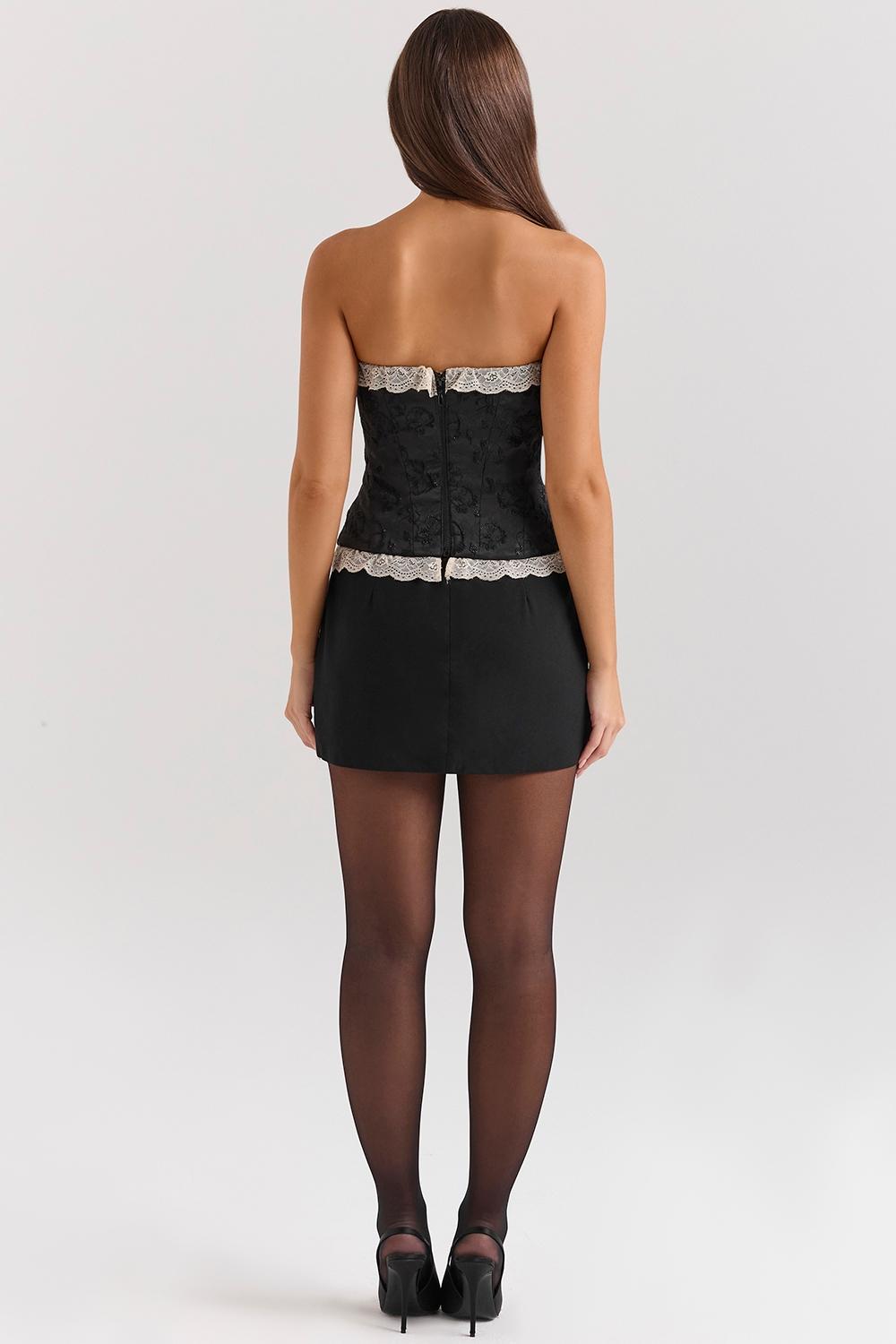 Perdita  black metallic jacquard corset & bolero - sale Product Image