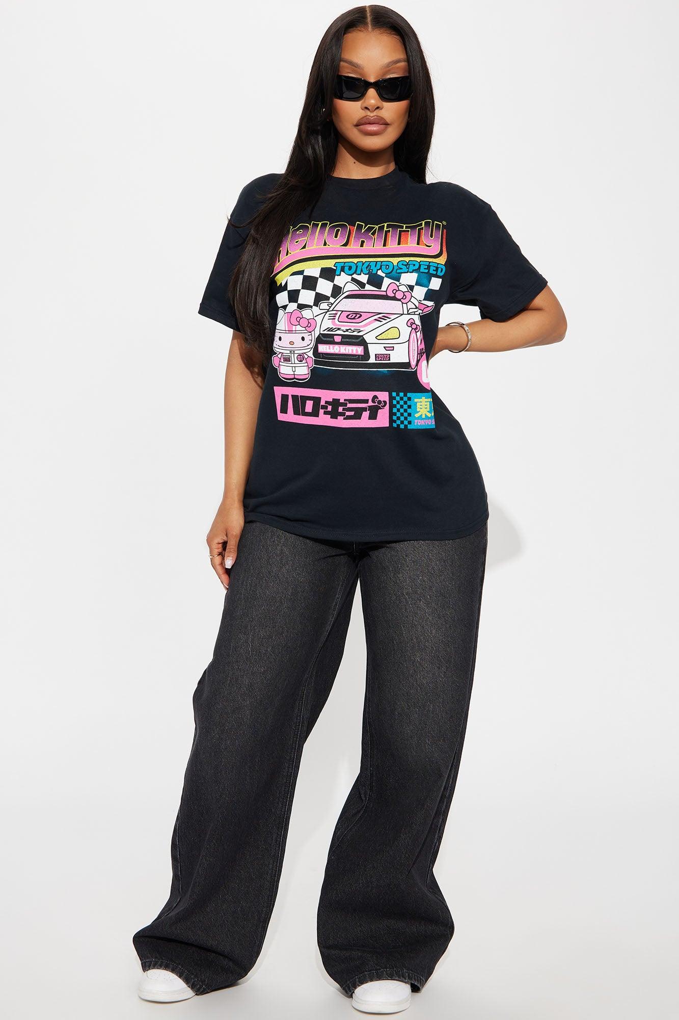 Hello Kitty Racing Oversized Tee - Black Product Image