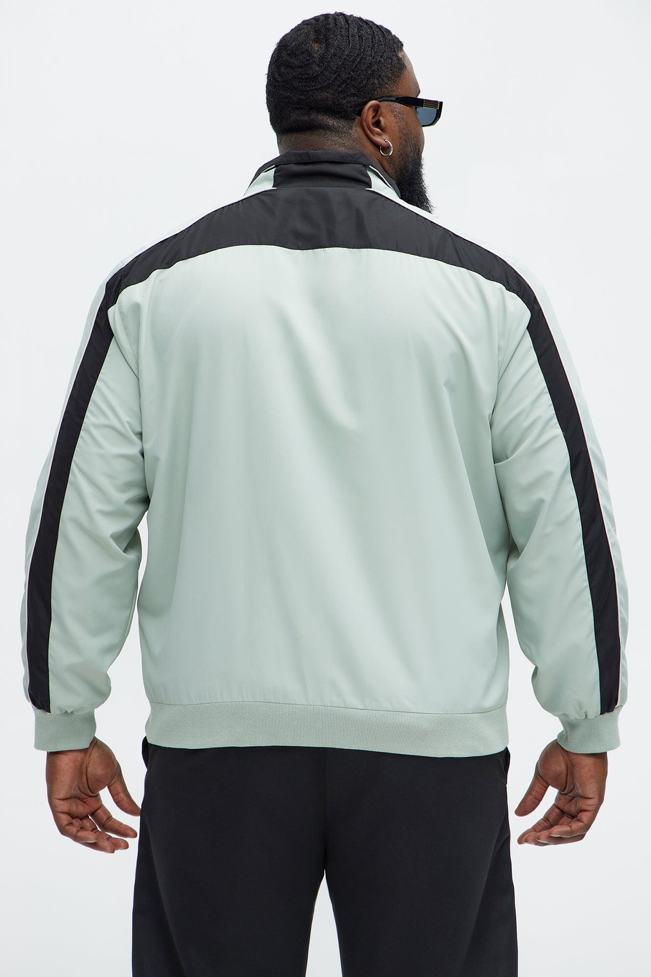 Lightweight Paneled Track Jacket - Sage/combo Product Image