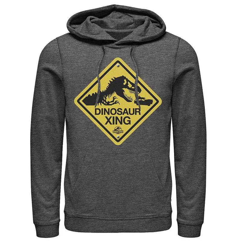 Men's Jurassic Park Dinosaur Crossing Yellow Sign Pullover Hoodie,  Product Image