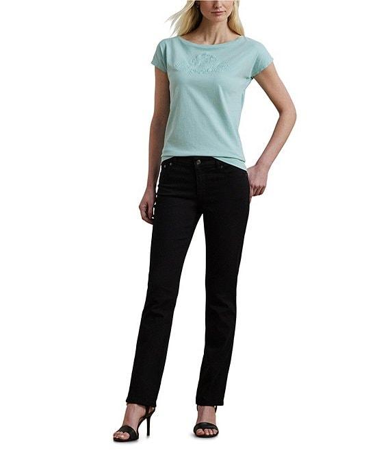 Lauren Ralph Lauren Knit Jersey Boat Neck Short Sleeve Tee Product Image