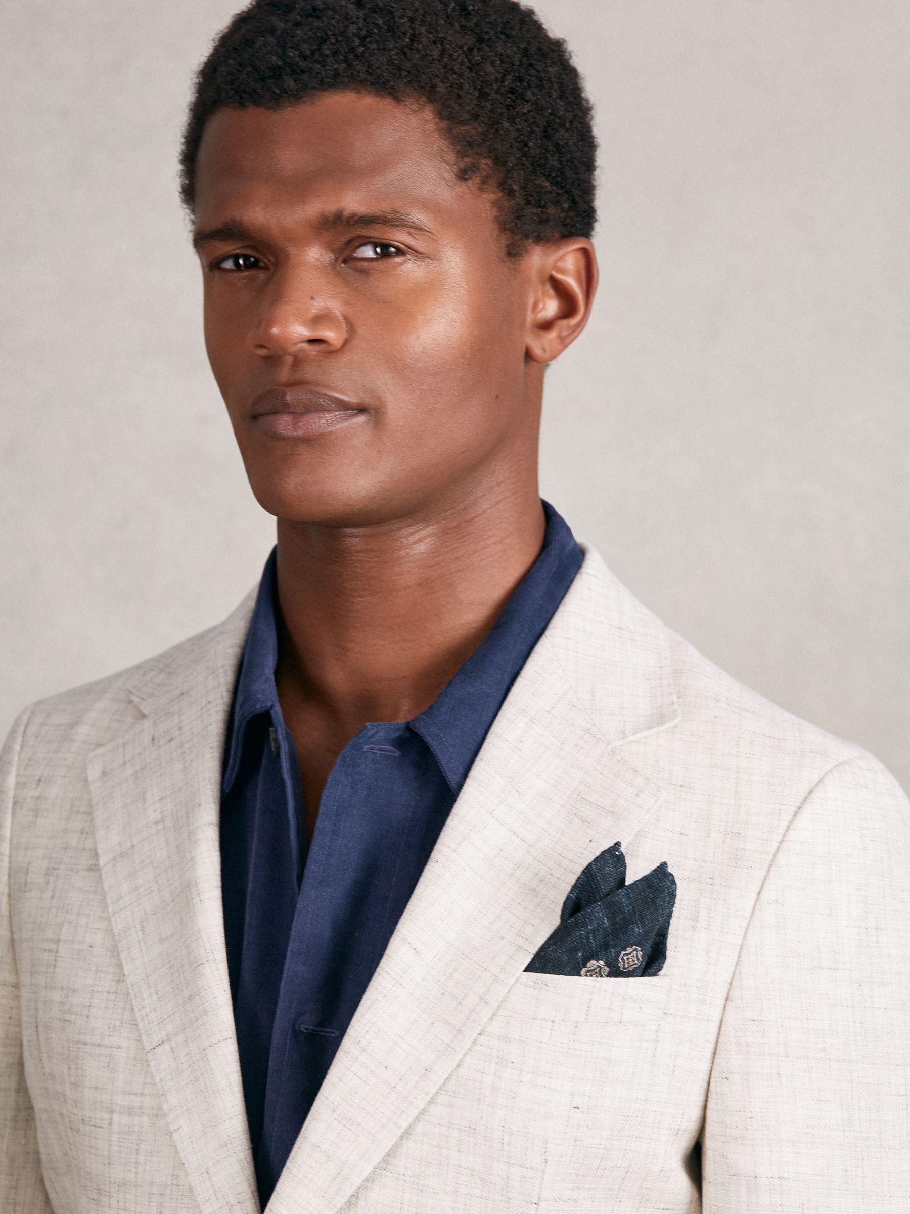 Silk Medallion Print Pocket Square in Indigo Melange Product Image