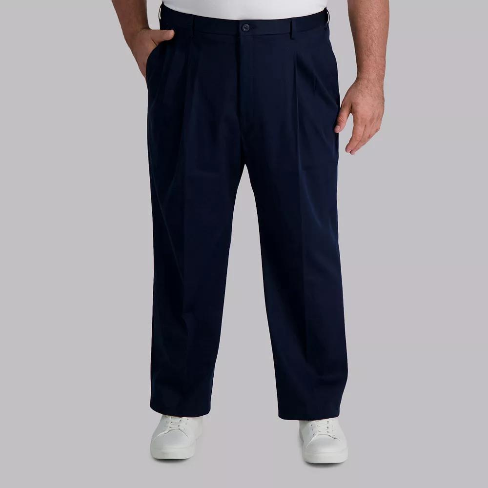 Big & Tall Haggar® Premium No-Iron Khaki Stretch Classic-Fit Pleated Expandable Waist Pants, Men's,  Product Image