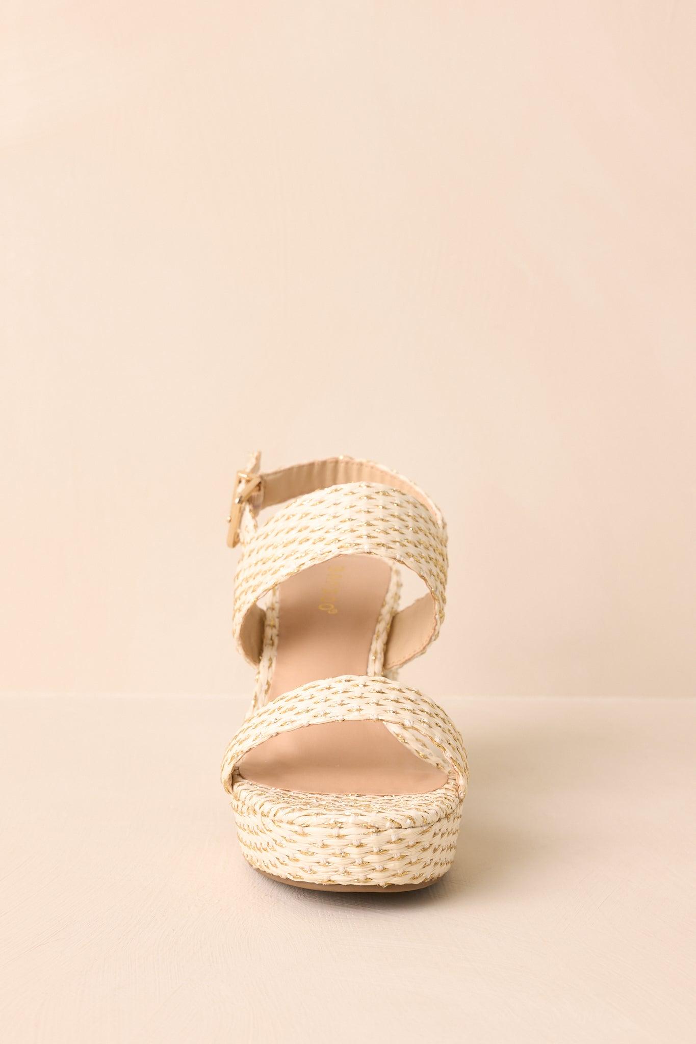 Nobody Else Natural & Gold Espadrille High Heel Platform Sandals Product Image