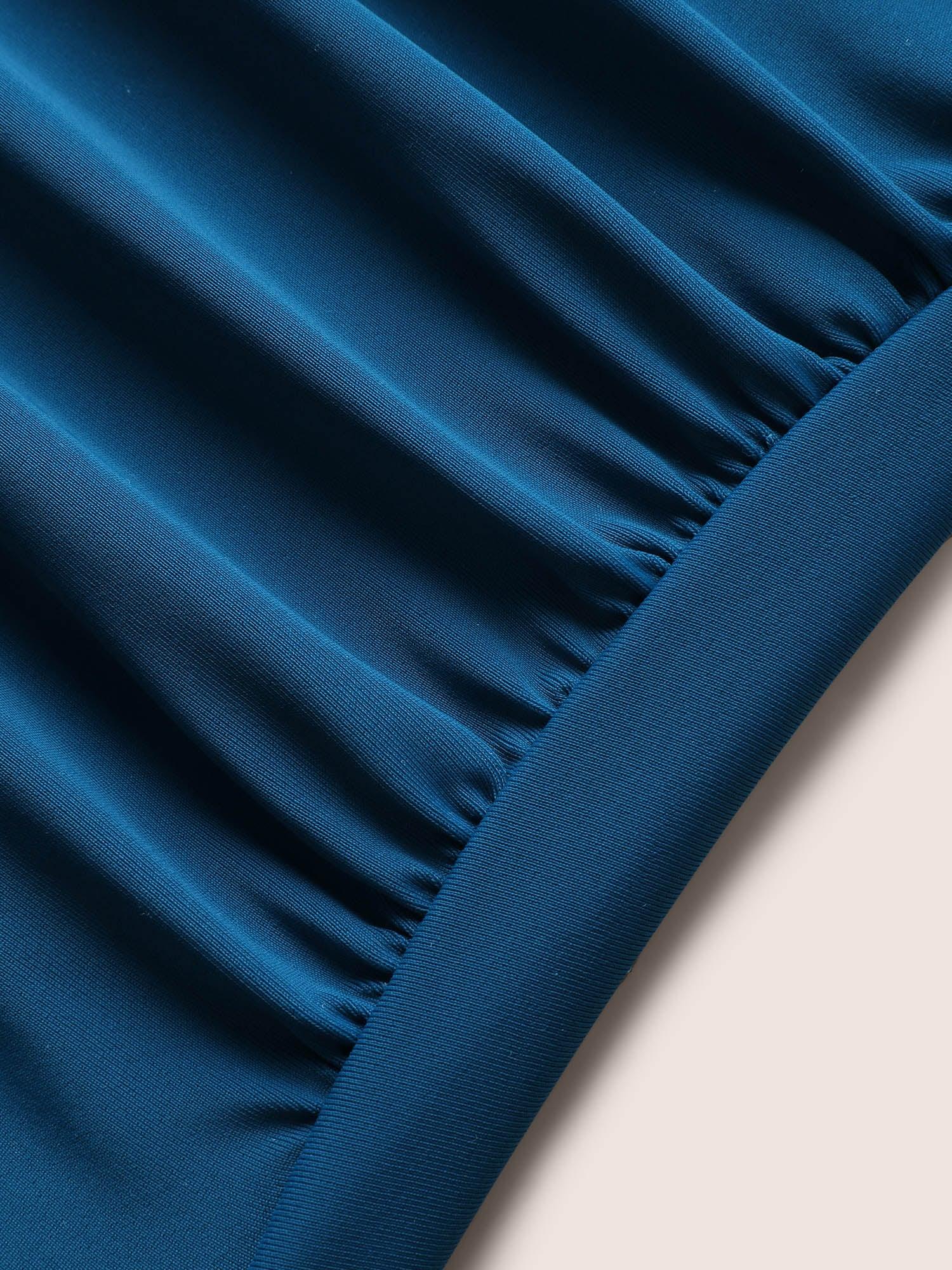 Two Tone Gathered Ruffle Sleeve One Piece Swimsuit Female Product Image