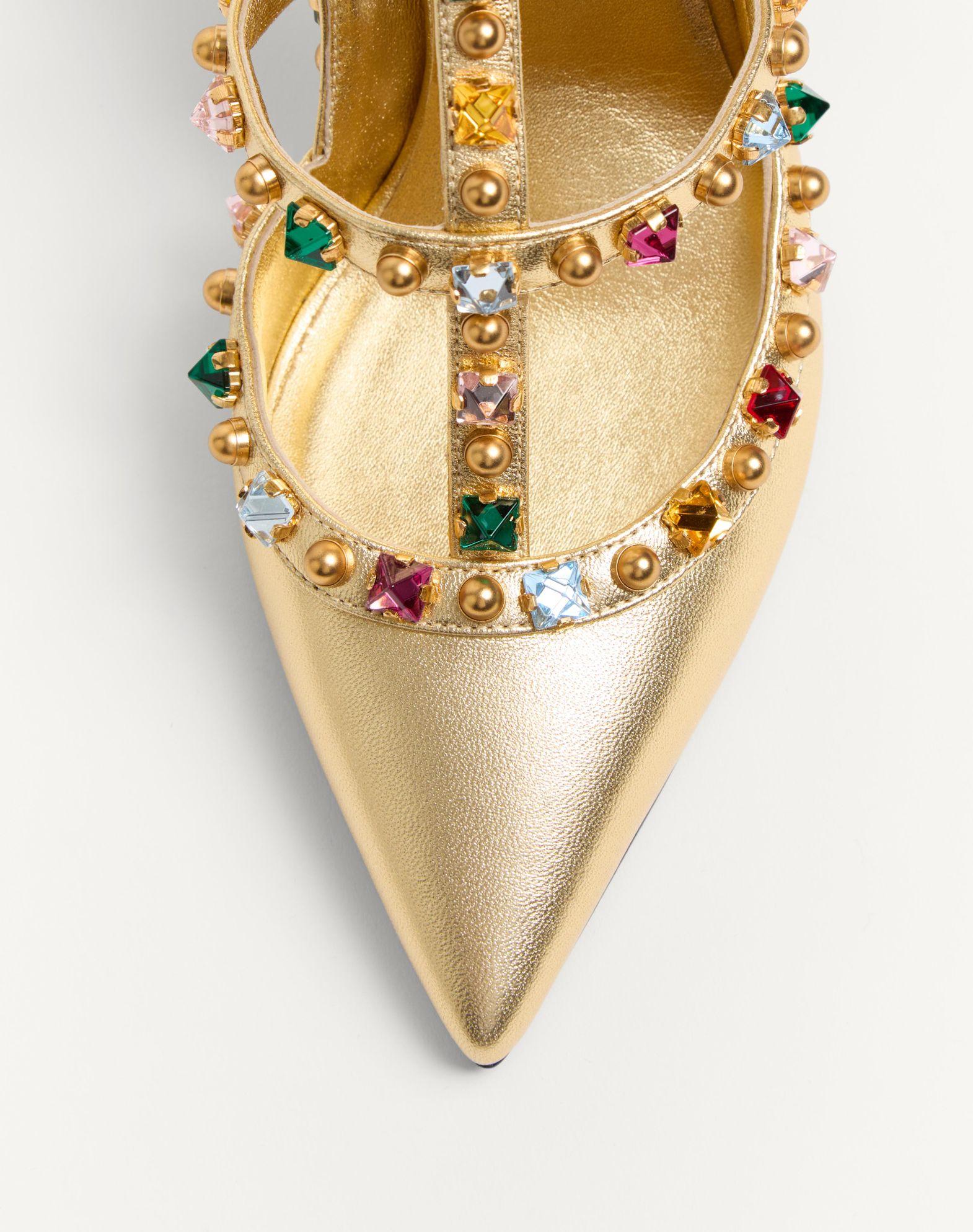 Rockstud Décolleté In Laminated Nappa With Cabochon And Crystals 100Mm Product Image