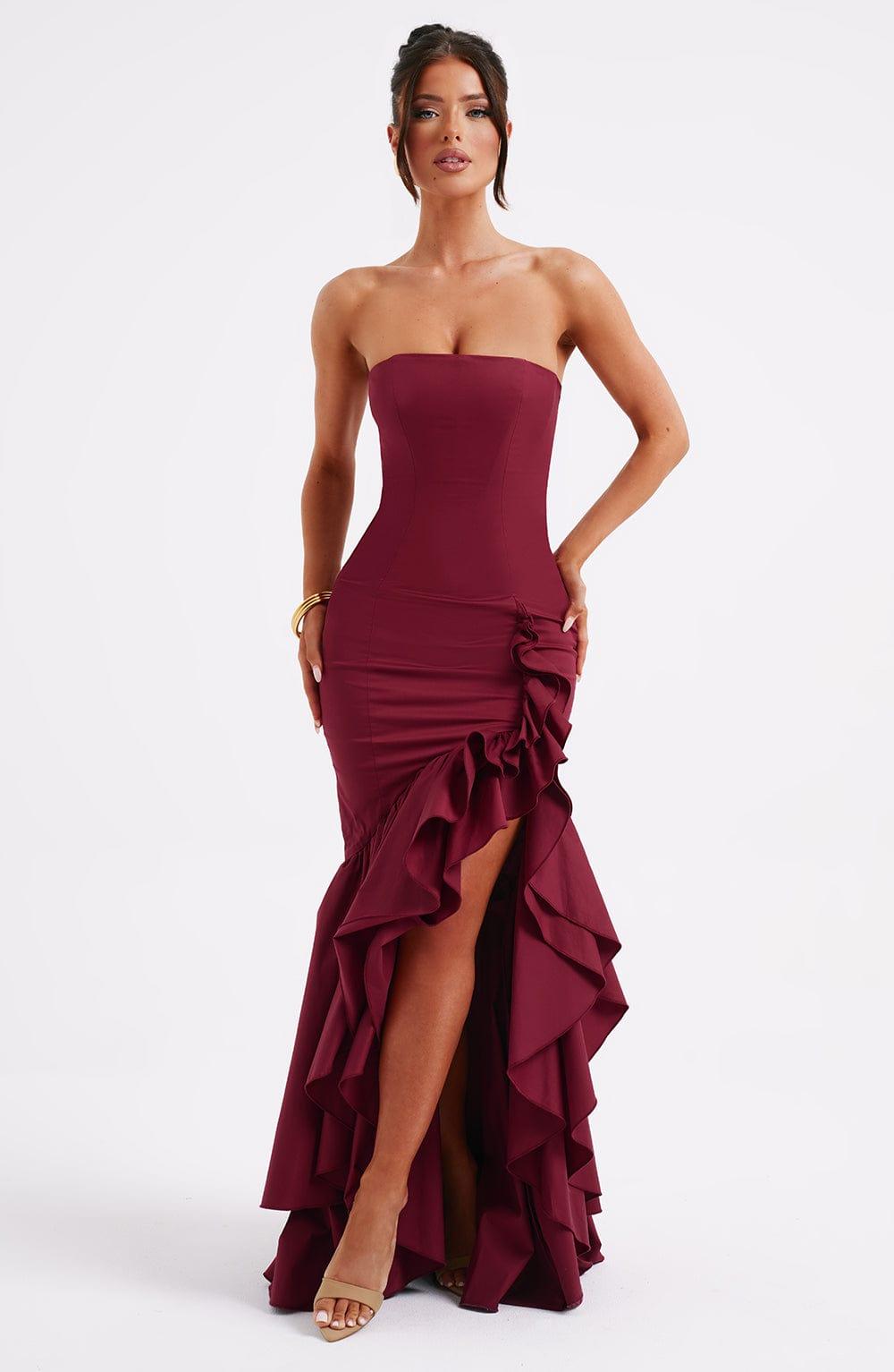 Angelina Maxi Dress - Burgundy Product Image