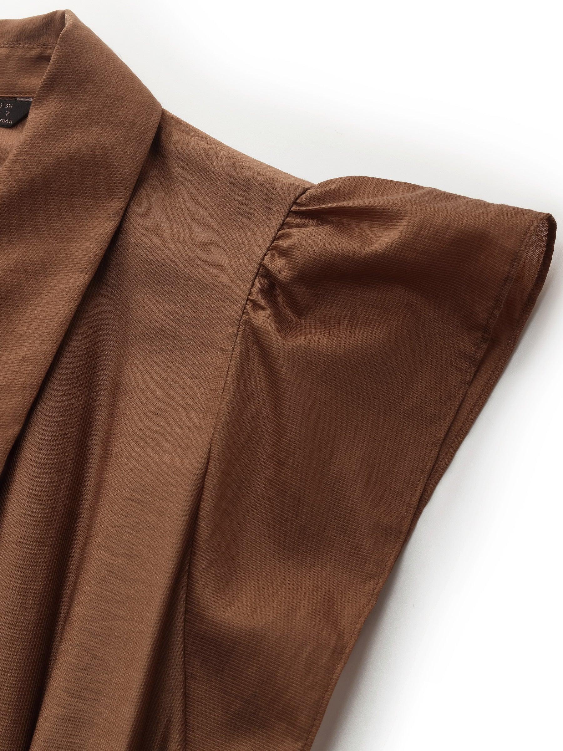 Tencel Blend Women Ruffle Cap Sleeve Maxi Dress With Sash Product Image