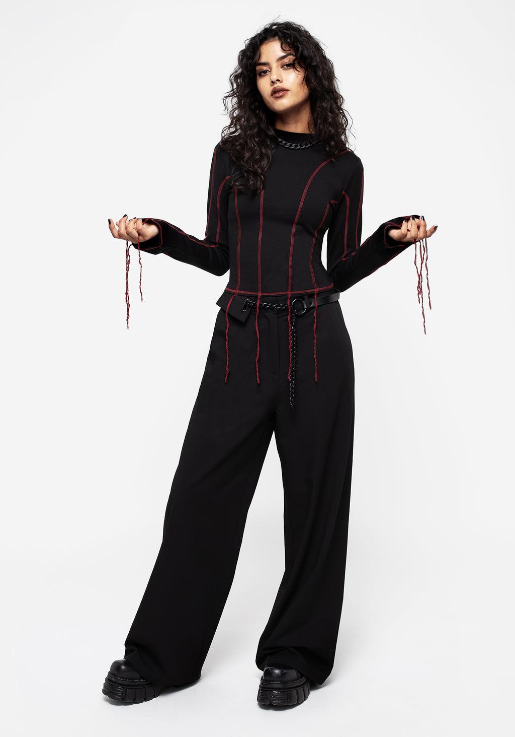 Lissa Contrast Stitch Long Sleeve Top Product Image