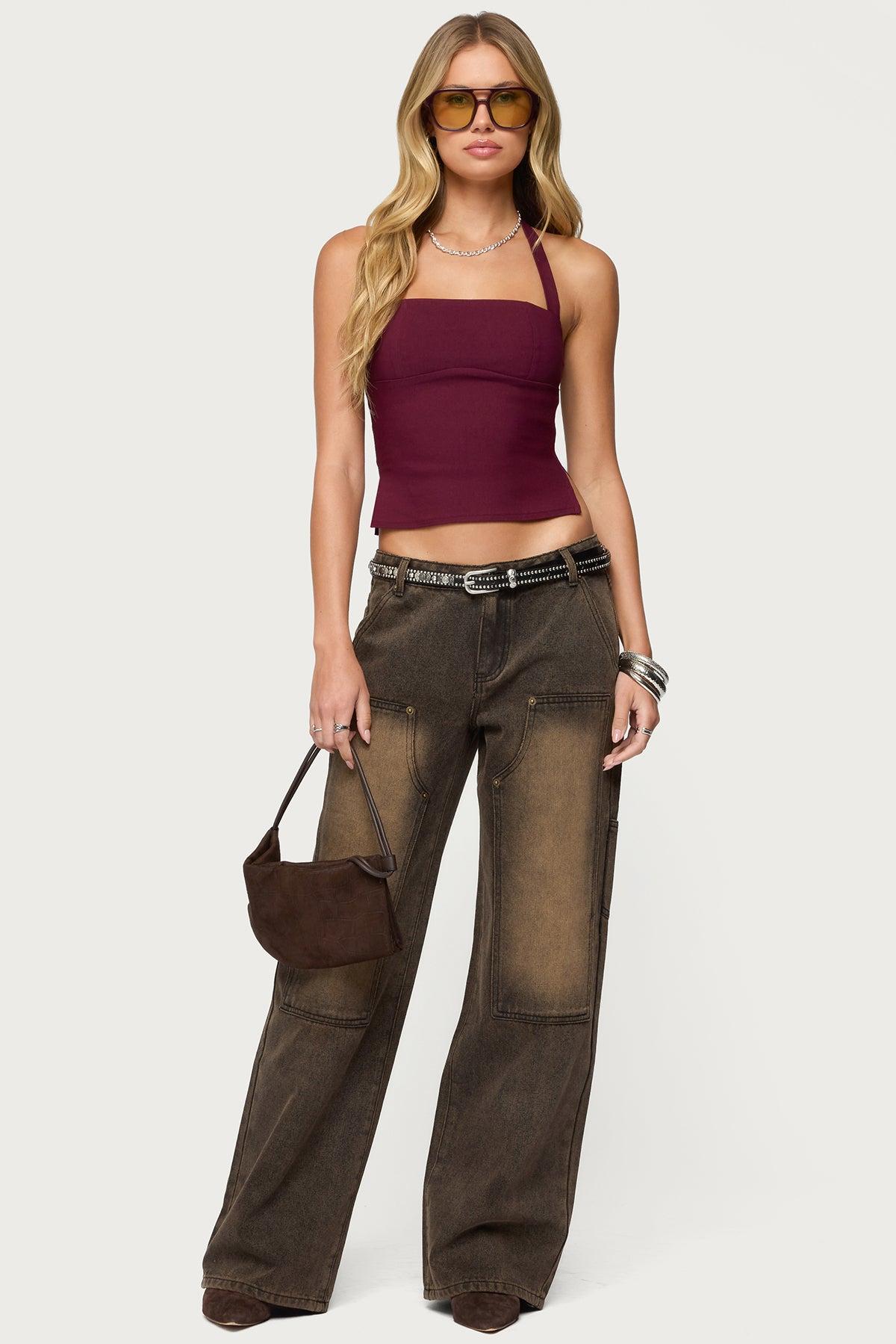Charliza Stud Low Rise Baggy Jeans Product Image