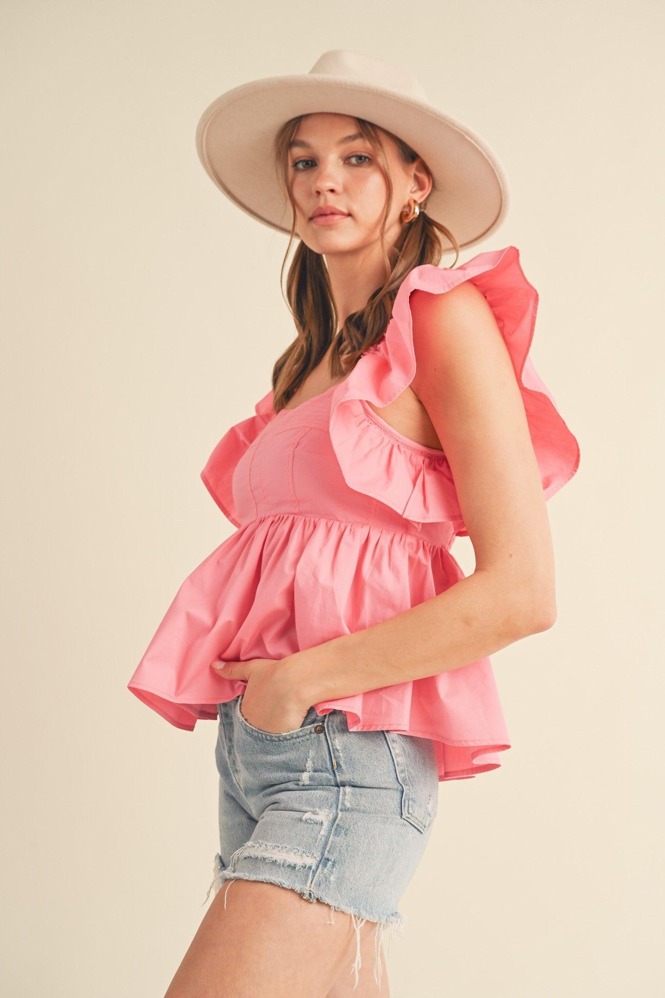 Ruffle Sleeve Babydoll Top Product Image