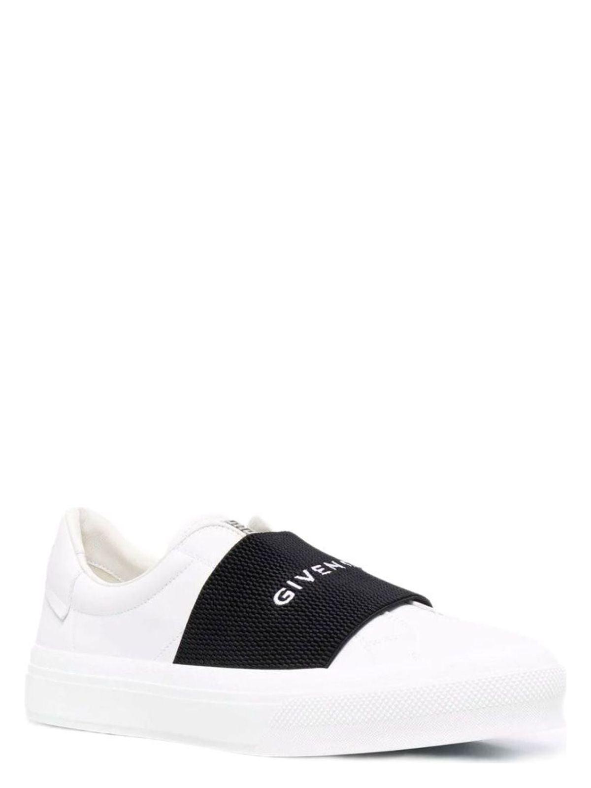 GIVENCHY Logo-embroidered Slip-on Leather Sneakers In White Black Product Image