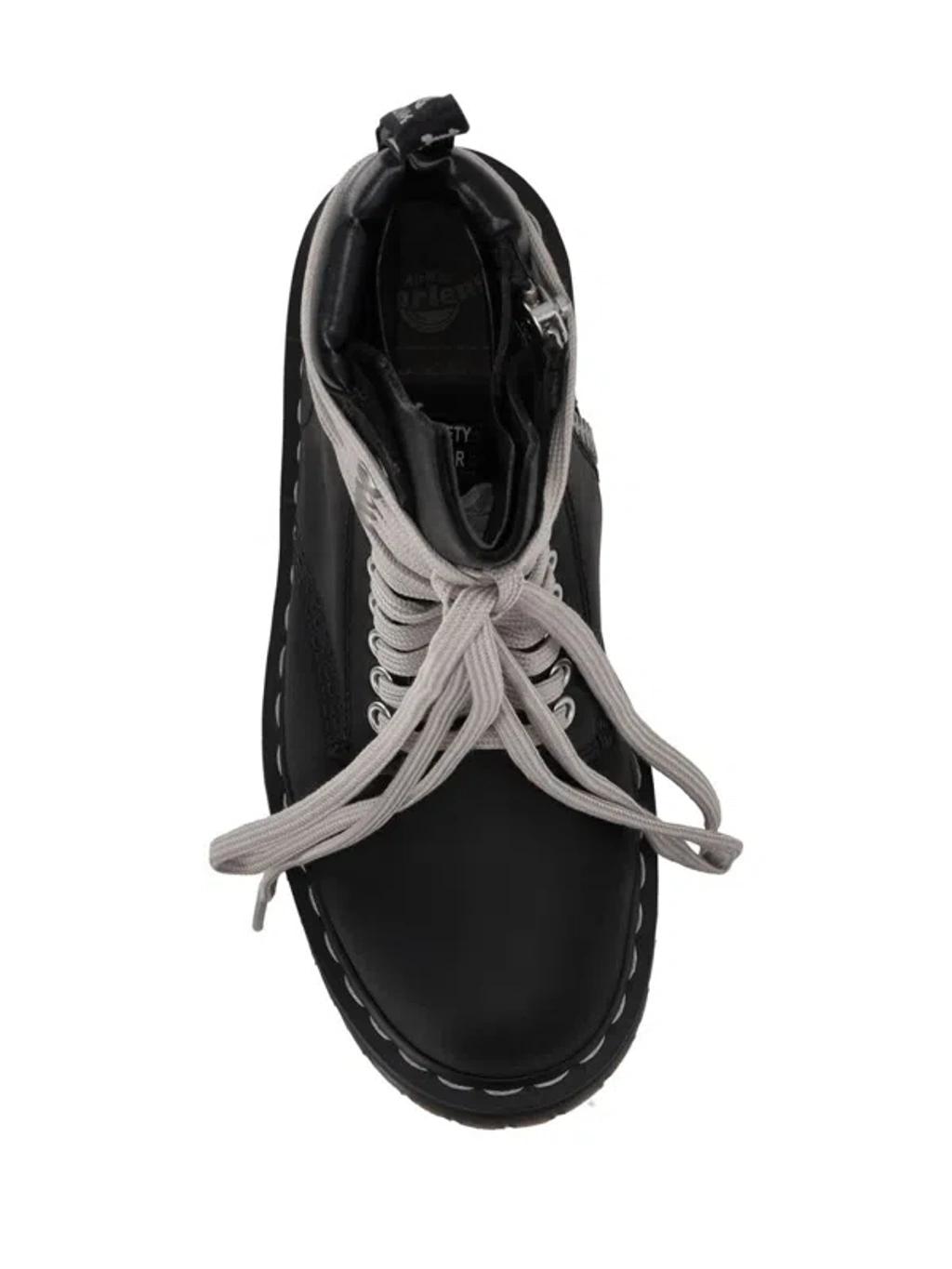 RICK OWENS X Dr. Martens Quad Sole Steel Toe Leather Ankle Boots In Black Product Image