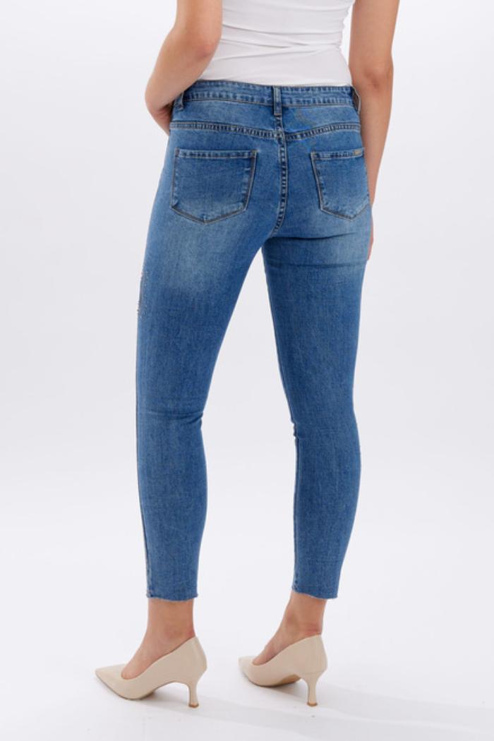 Diamond Embellished Butterly Jeans Product Image